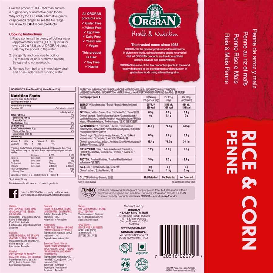 ORGRAN RICE & CORN PENNE