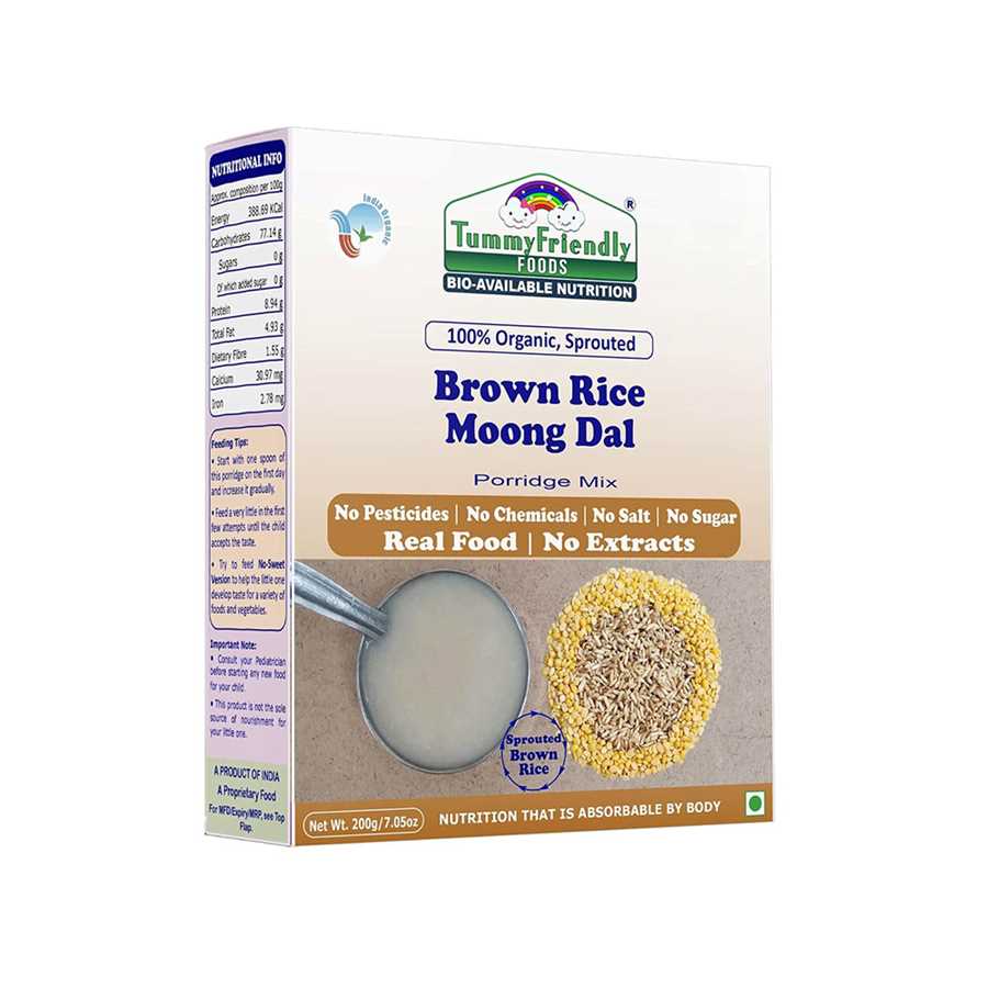 100% ORGANIC SPROUTED BROWN RICE, MOONG DAL PORRIDGE MIX - 200G