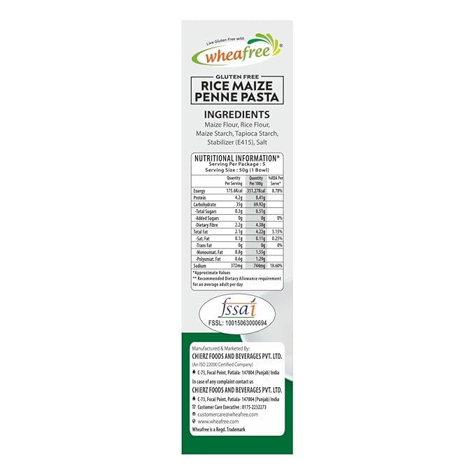 Wheafree Rice Maize Penne Pasta 250