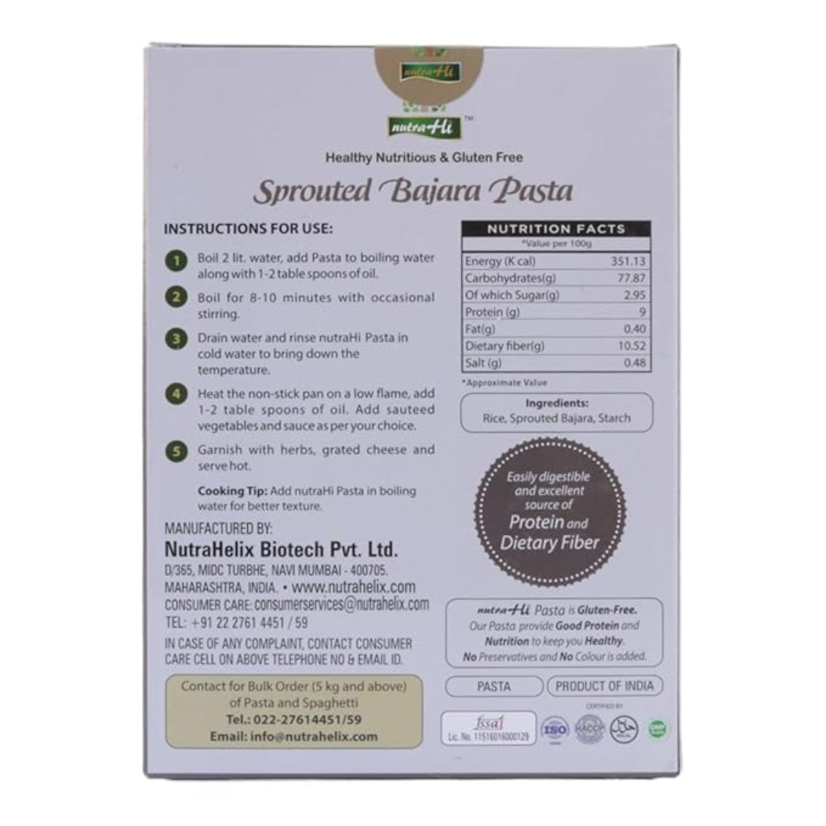 Nutra Hi Sprouted Bajra Pasta
