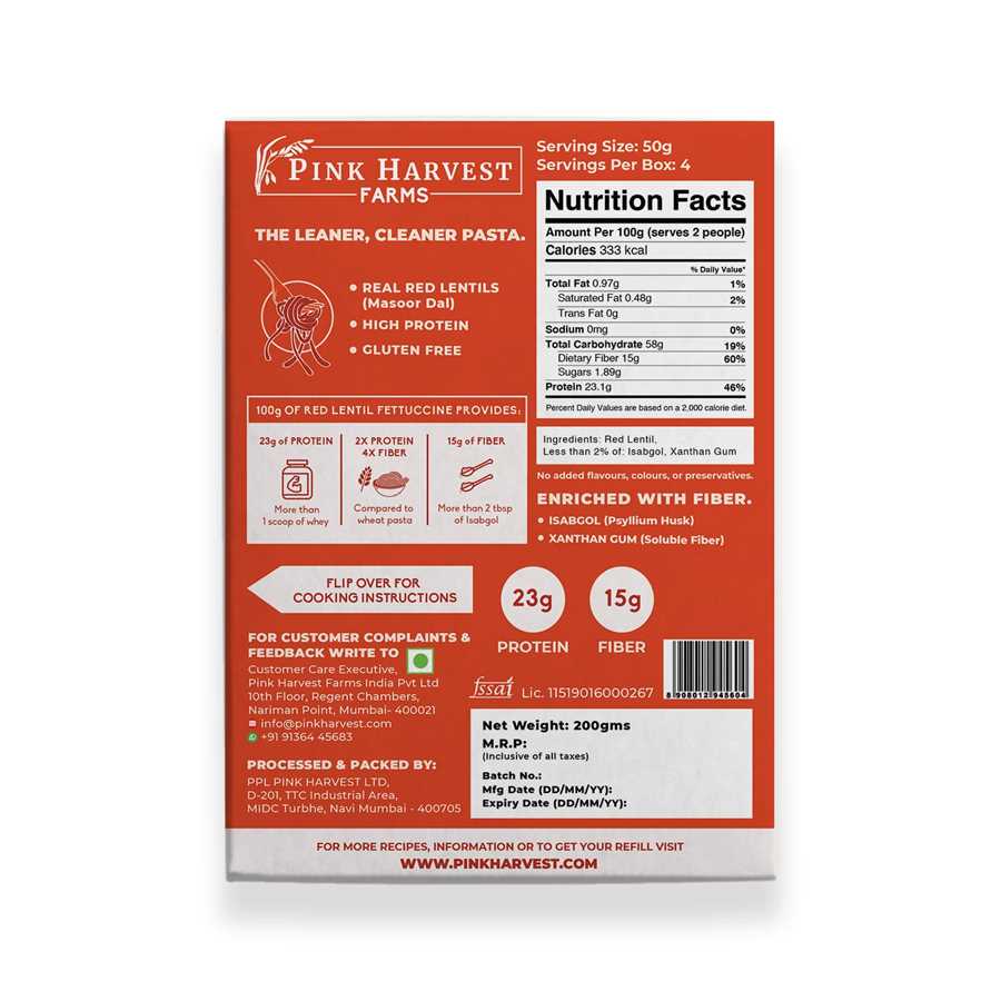 PINK HARVEST  RED FENTIL FETTUCCINE
