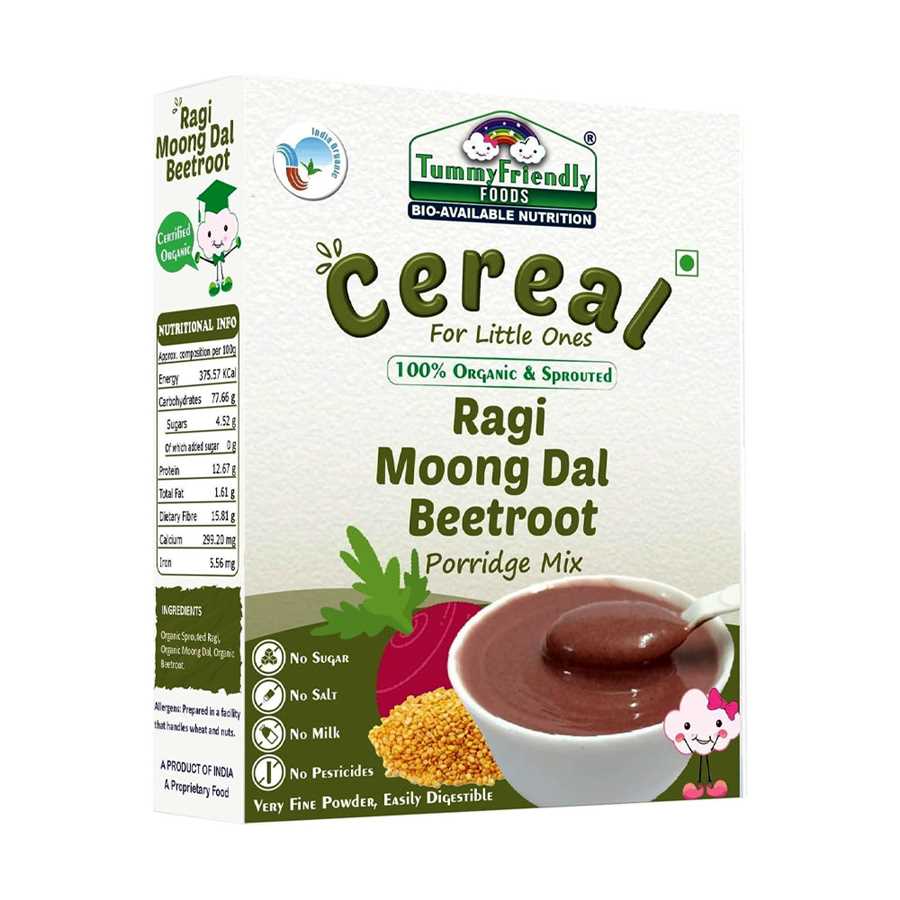100% ORGANIC SPROUTED RAGI, MOONG DAL, BEETROOT PORRIDGE MIX - 200G